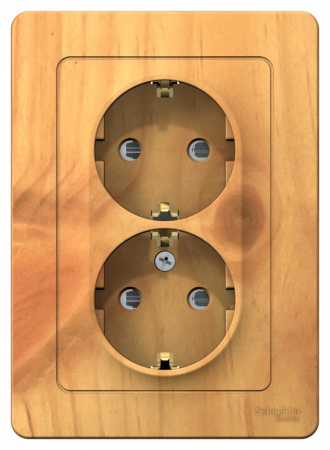 SE Blanca внутр Ясень Розетка 2-ая с/з со шторками, 16А, 250В