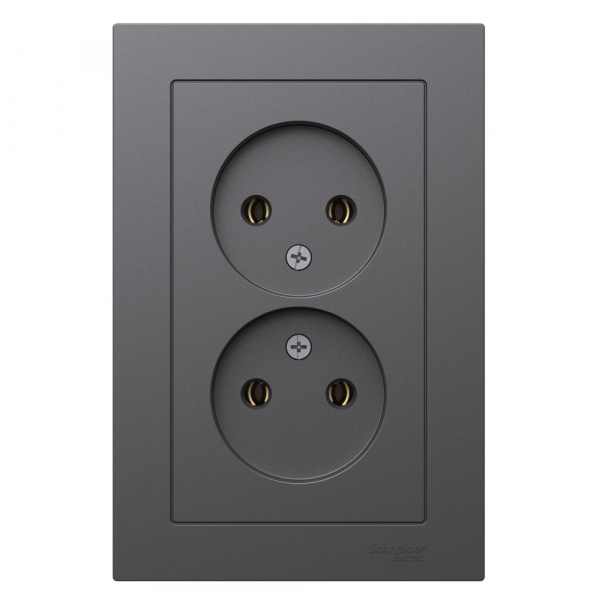 Systeme Electric AtlasDesign Базальт Розетка двойная б/з,16А, в сборе