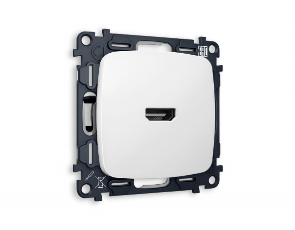 Комплект механизма розетки HDMI 2.0 OMEGA MO134010 Белый матовый 40V/500MO 2.0GHz 5-18Gbit/s QUANT