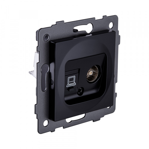 Розетка двойная TV (мама) + RJ45 Cat.6, черный Kollinger REA-021BK для Aspekt, Eleganz, Reflex