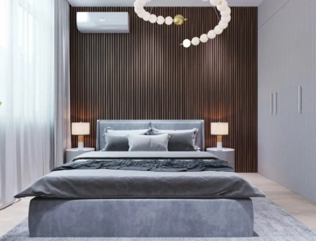 Акустическая панель, черный войлок, 2750х600х19мм, рейки МДФ дуб старинный натуральный