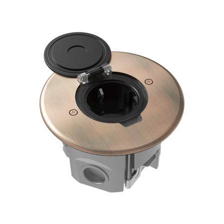 Лючок Surface 2 мод. (1 мод. 45х45 мм.), круглый, круглая крышка, красная медь, IP44, (с уст. набором