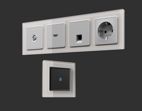 Рамка ALFA Platos (Серебро Стекло органическое) 5-ая AF330405