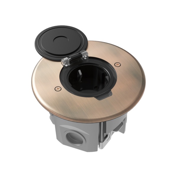 Лючок Surface 2 мод. (1 мод. 45х45 мм.), круглый, круглая крышка, красная медь, IP44, (с уст. набором