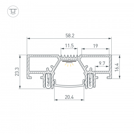 Arlight Профиль STRETCH-20-CEIL-D-CENTER-2000 BLACK (Алюминий)