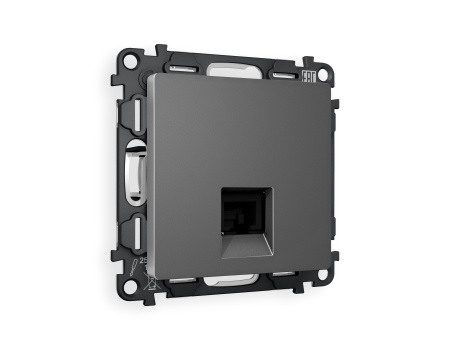Комплект механизма телефонной розетки ALFA MA662030 Антрацит серый RJ-11(4P4C) с защитной шторкой QUANT
