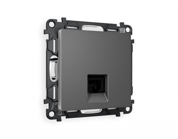 Комплект механизма телефонной розетки ALFA MA662030 Антрацит серый RJ-11(4P4C) с защитной шторкой QUANT