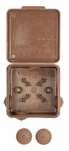 EKF PROxima Коробка распаячная КМР-030-031 с крышкой (80х80х50) 7 мембранных вводов тёмное дерево IP54