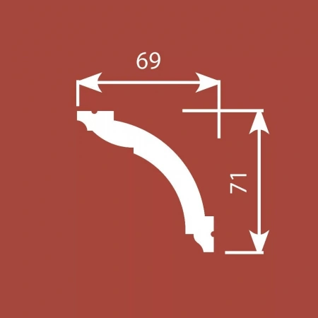 Карниз KX005, 69х71, 2000мм, Экополимер/8