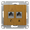SE Glossa Дерево Дуб Розетка 2-я RJ11+RJ45, кат.5E