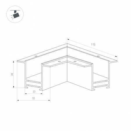 Коннектор угловой для магнитного шинопровода Arlight MAG-CON-2538-FDW-L90 (BK) 034229