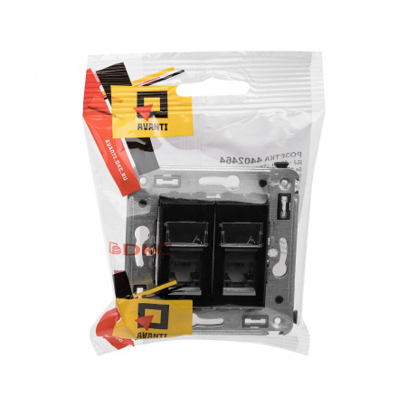 DKC Avanti Черный квадрат Компьютерная розетка RJ-45 двойная  категория 5e