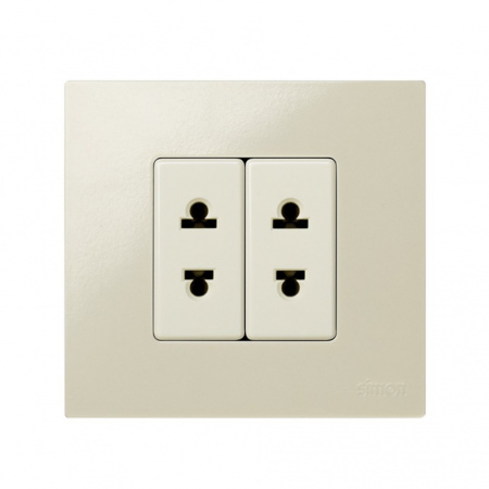 Simon 27 Мех Слоновая кость Розетка без заземления 2P, евро-американский стандарт, узкая, 16А 250В