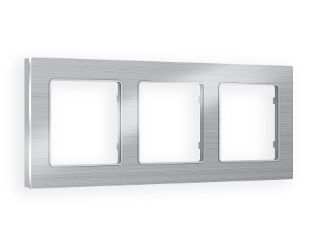 Рамка ALFA Platos (Серебро Металл шлифованный) 3-ая AF550103