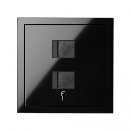 Simon 100 Черный глянец Накладка розетки 2xRJ45