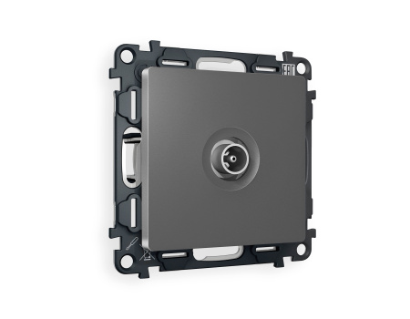 Комплект механизма TV розетки проходной ALFA MA663030 Антрацит серый 5-1000 MHz 4dB QUANT