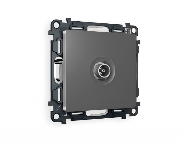 Комплект механизма TV розетки проходной ALFA MA663030 Антрацит серый 5-1000 MHz 4dB QUANT