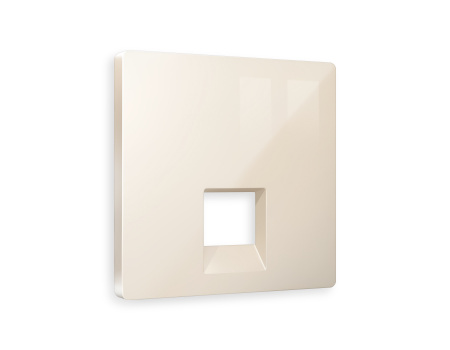Лицевая панель ALFA (Бежевый глянец) для компьютерной/телефонной розетки RJ-45/RJ-11 QUANT AP3120