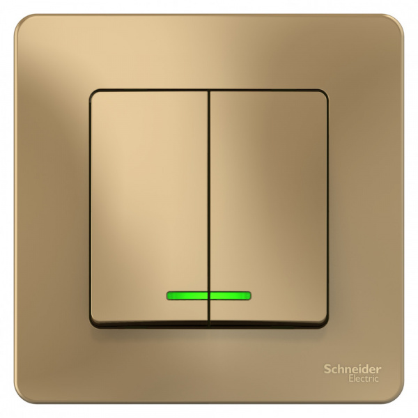 SE Blanca внутр Титан Выключатель 2-клавишный с подсветкой, 10А, 250B