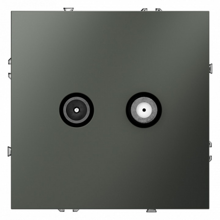 Розетка телевизионная встраиваемая VOLTUM S70 оконечная TV+SAT, (титан)