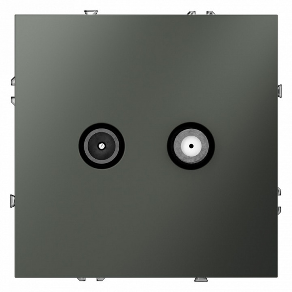 Розетка телевизионная встраиваемая VOLTUM S70 оконечная TV+SAT, (титан)