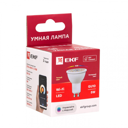 EKF Connect Умная лампа GU10 5W WIFI RGBW
