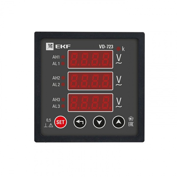 EKF PROxima Вольтметр цифровой на панель (72х72) VD-723 трехфазный