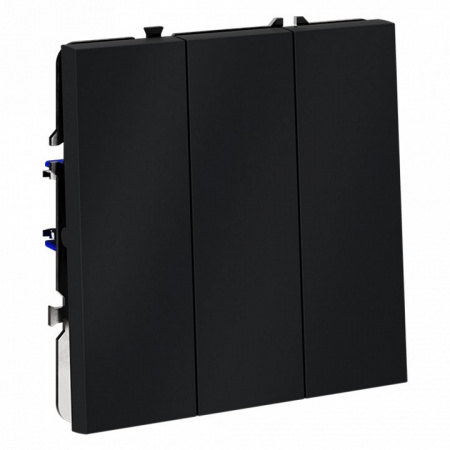 Выключатель встраиваемый VOLTUM S70 трехклавишный 10А, (графит)