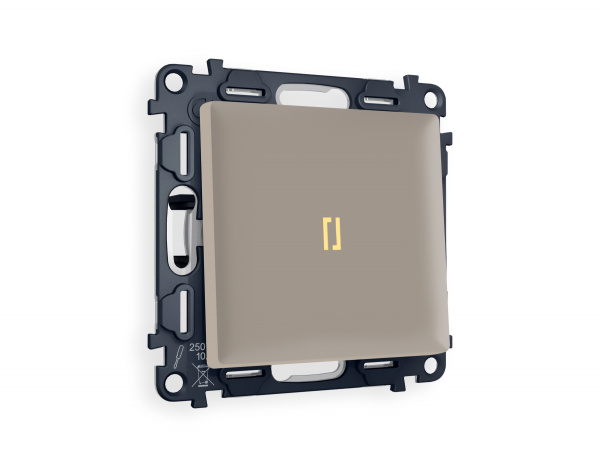 Комплект механизма 1-клавишного проходного выключателя с подсветкой 3200K ALFA MA362030 Серо-бежевый матовый QUANT
