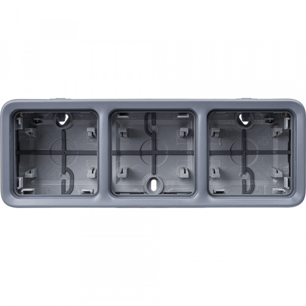 Legrand Plexo Серый Монтажная коробка 3-ая для наружного монтажа,горизонтальная, IP55