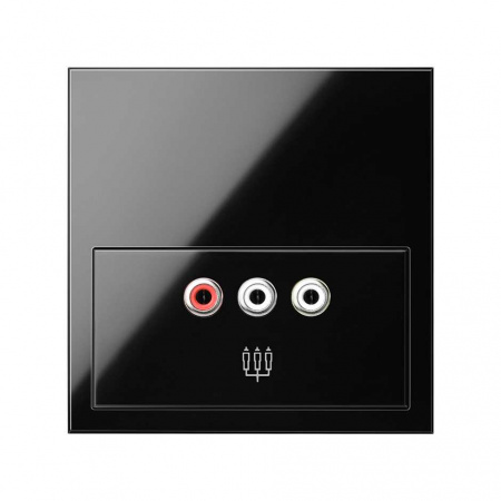 Simon 100 Черный глянец Накладка розетки 3RCA