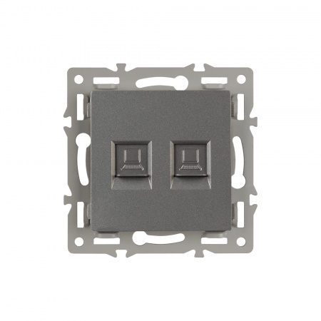 Arlight Механизм компьютерной розетки двойной SCT-MPC2-PL-GR (RJ-45, CAT6) (-)