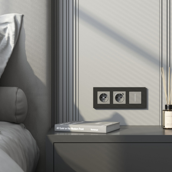 Рамка из поликарбоната на 3 поста Slab черный софт W0032908