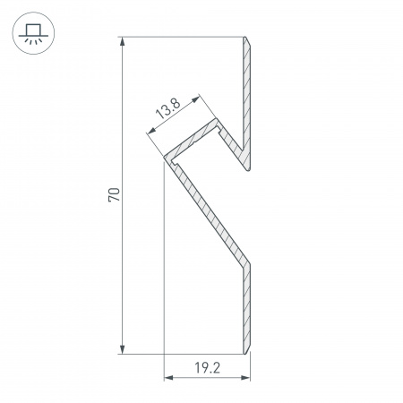 Профиль Arlight ARH-DECORE-S12-CAVE-F-2000 ANOD 023902