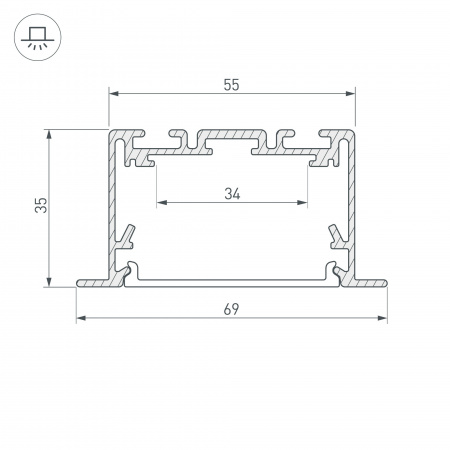 Профиль Arlight S2-LINIA69-F-2500 SEAMLESS BLACK (Arlight, Алюминий) 033534