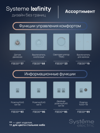 Systeme Electric Systeme Infinity Стальное небо Розетка информационная RJ-45 кат.5e 2-я