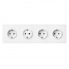 Simon 100 Белый матовый  Кит 4 поста, фронт. Накладка на 4 розетки Schuko