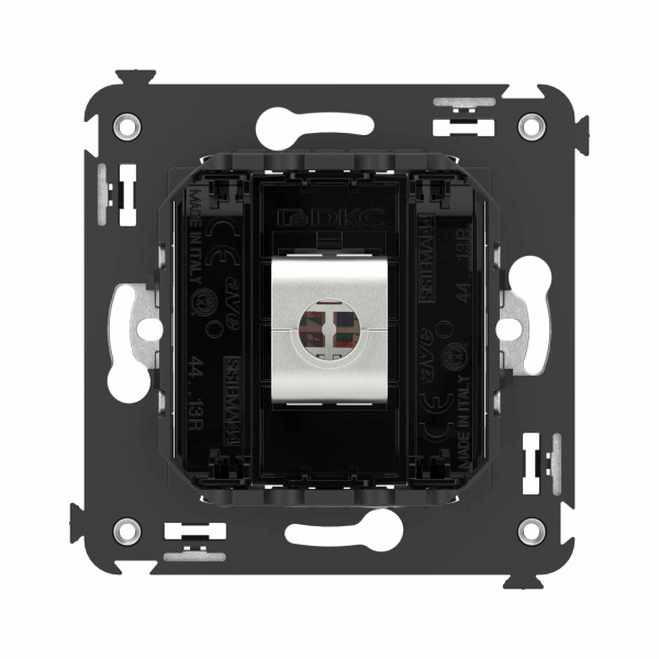 DKC Avanti Компьютерная розетка RJ-45 без шторки в стену, кат.6 одинарная экранированная, Черный квадрат