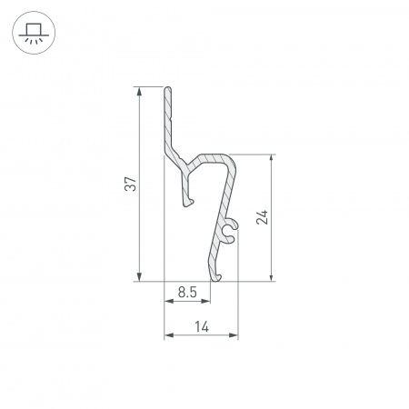 Arlight Профиль STRETCH-SHADOW-TECH-VENT-2000 BLACK (A2-DELTA) (Алюминий)