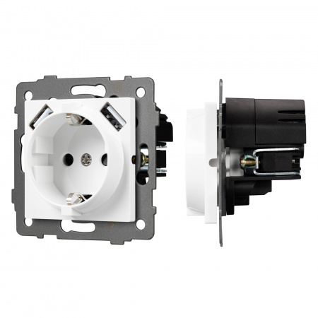 Arlight Механизм розетки с USB зарядкой SCT-MUAA-PL-WH-V (250V, 16A) (-)