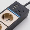 Розеточный блок 4-х местный + 3 USB черный/шампань рифленый W6514944 Розеточный блок 4-х местный + 3 USB черный/шампань рифленый W6514944