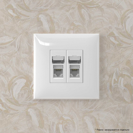 DKC Avanti Белое облако Компьютерная розетка RJ-45 двойная  категория  6А