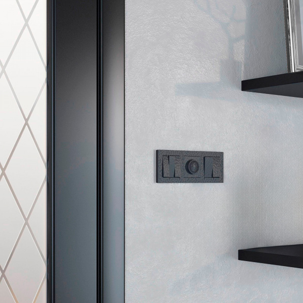 Выключатель двухклавишный проходной (Hammar черный) W1222008