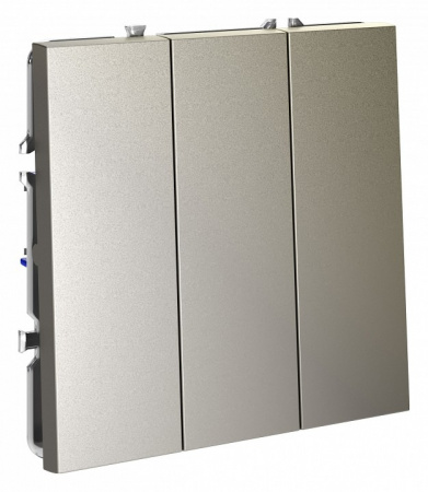 Выключатель встраиваемый VOLTUM S70 трехклавишный 10А, (шелк)