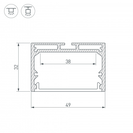 Профиль с рассеивателем Arlight SL-LINE-4932-2500 BLACK+OPAL 027988
