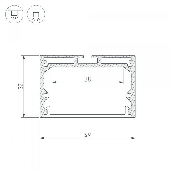 Профиль с рассеивателем Arlight SL-LINE-4932-2500 BLACK+OPAL 027988