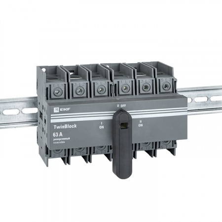 EKF PROxima Рубильник 63A 3P реверсивный c рукояткой для прямой установки TwinBlock