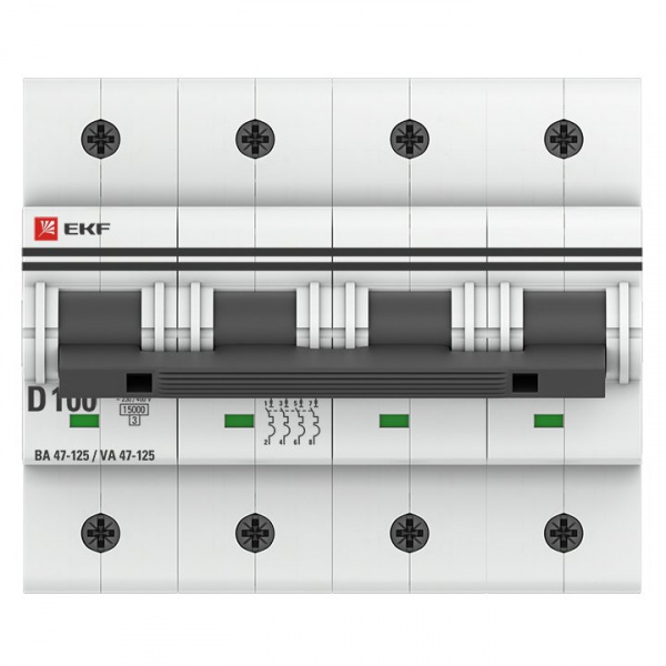 EKF PROxima ВА 47-125 Автоматический выключатель  (D) 4P 100А 15кА