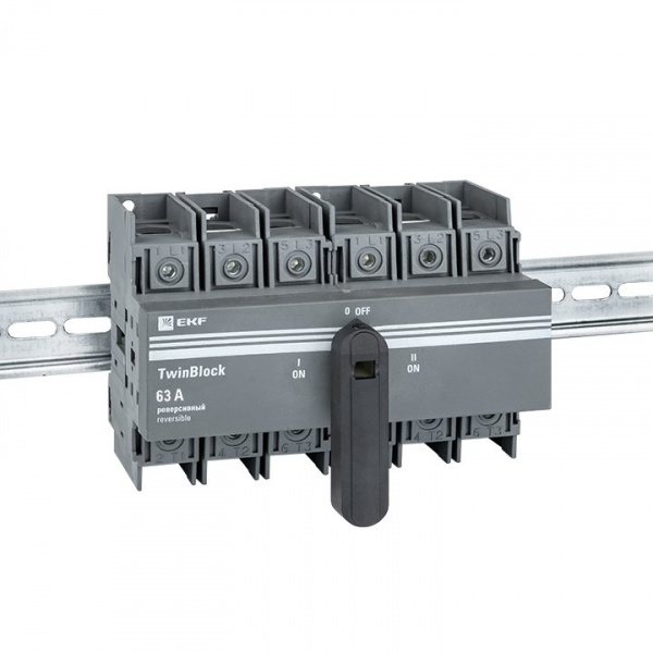 EKF PROxima Рубильник 63A 3P реверсивный c рукояткой для прямой установки TwinBlock