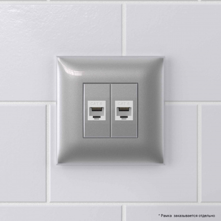 DKC Avanti Компьютерная розетка RJ-45 без шторки в стену, кат.6 двойная, Закаленная сталь